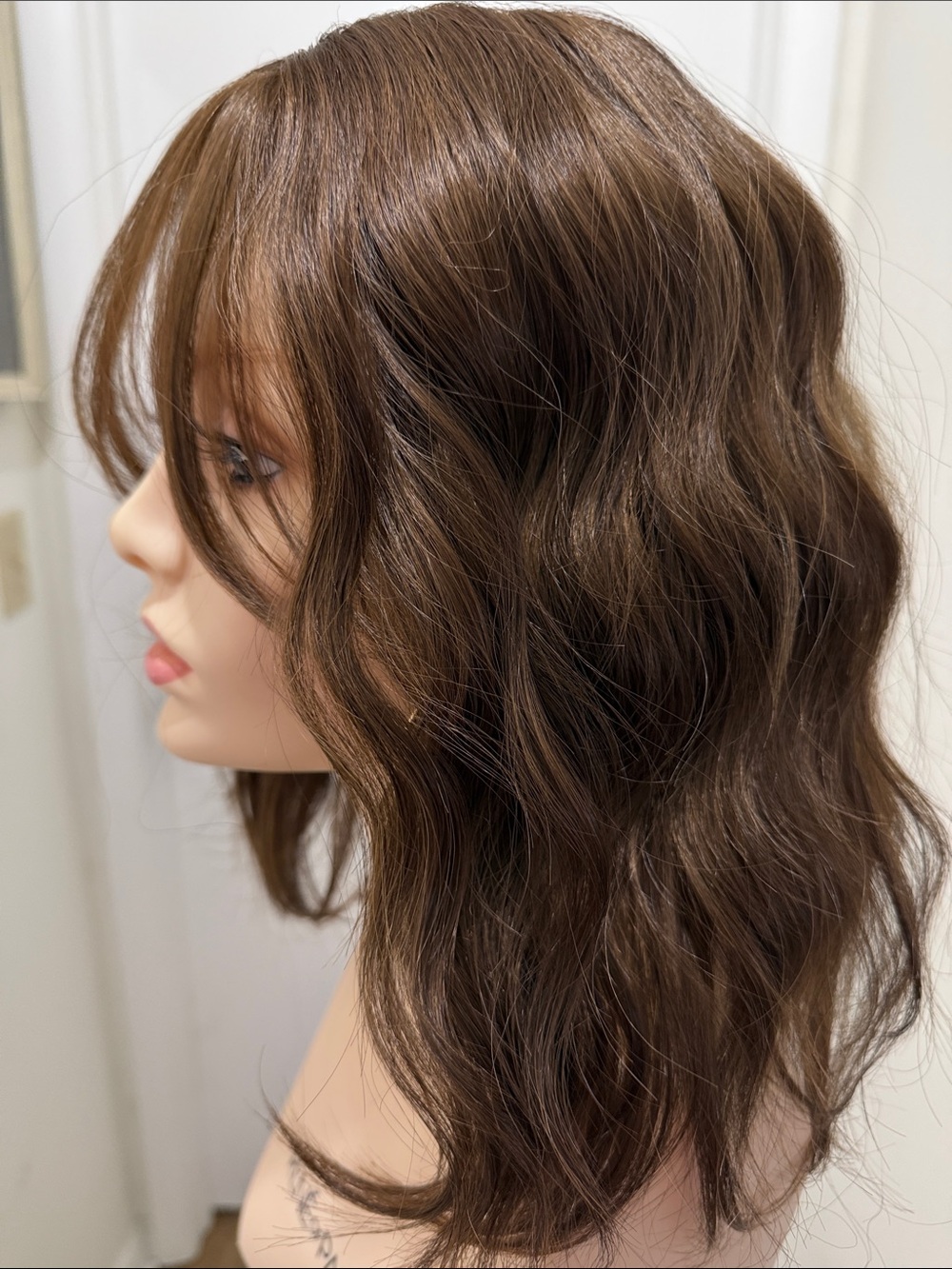 HAIR, 14” Wavy Topper with Bangs Chestnut Brown